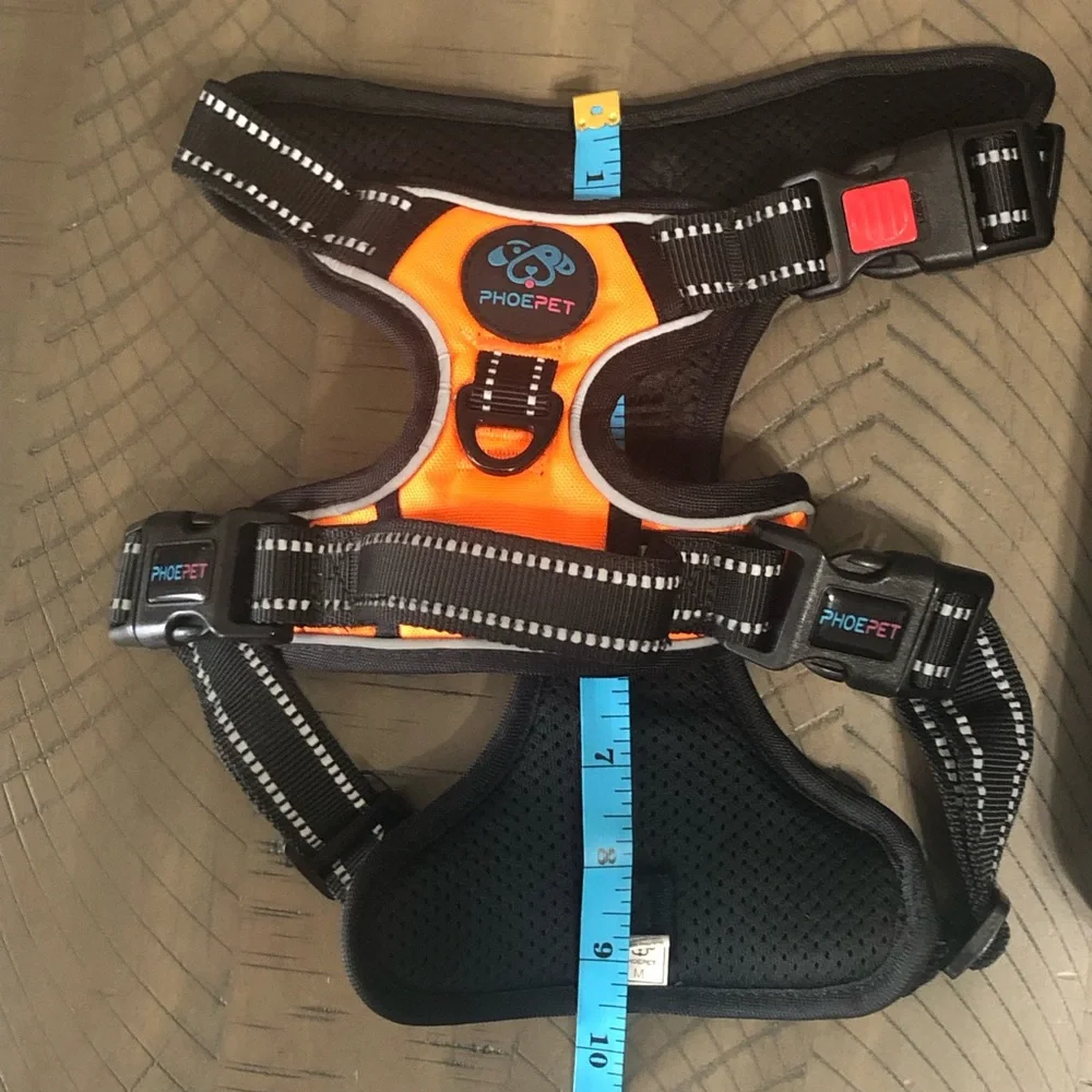 PHOEPET No Pull Dog Harness Medium Reflective Adjustable, 2 Metal Hooks Vest